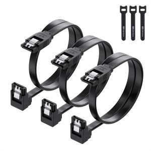 Lot De 3 Cable Sata 3, C&acirc;ble Sata Iii &Agrave; Angle Droit De 90 Degr&eacute;s 45 Cm De Ensemble 3 Pi&egrave;ces Sata Iii 6.0 Gbps, Noir[Z1594] - Neuf