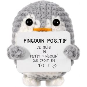 ERYI-Pingouin Positif® | Cadeau Original & Amusant | Idee Drole | Fete Enfant Ado | Anniversaire Fille Garcon | Deco Chambre | Crochet Maison | Doudou Fun| Poupee Humour | Jouet Rigolo | Peluche Moti - Neuf