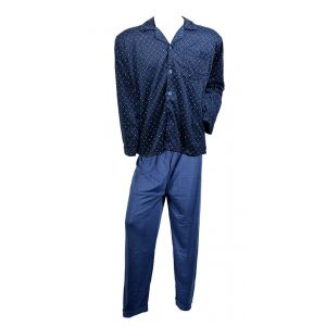 Pyjama Homme Long Eco Boutonn&eacute; Doubl&eacute; Polaire 8993 Pyjama Boutonn&eacute; Eco Marine - Neuf