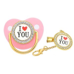 Sucette En Silicone Pour Nouveau-N&eacute; Avec Lettres I Love You, Violet, T&eacute;tine Pour B&eacute;b&eacute;, L Rose - Neuf