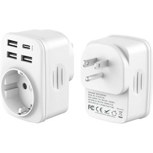 Adaptateur Prise USA, Adaptateur France vers USA avec 3 USB-A et 1 USB-C, Adaptateur Prise Americaine, Adaptateur Voyage pour USA Canada Am&iquest;&iquest;ricaine Mexique Thailande, Adaptateur Type B - Neuf