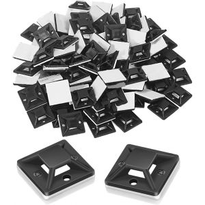CHECARZHN--NO1-Lot De 100 Supports Adhésifs Pour Serre-Câbles - Noir - 20 X 20 Mm - Pour La Maison, Le Bureau - Neuf