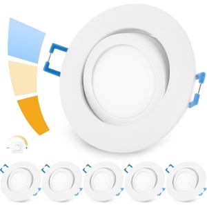 YindaLux Spot LED Encastrable 5W Dimmable Spot Salle de bain IP44 Spot Encastrable 3000K 4000K 6000K Spots Encastrés 220V, Trou Ø68-80mm, Lot de 6, Noir, Rond - Neuf