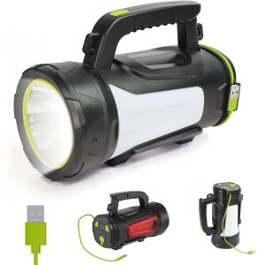 Wqd-Lampe Torche Led Rechargeable Usb 1000 Lumens - 3 Modes D'eclairage - 2 Lumières Cob Blanc/Rouge - Batterie Externe Usb Et Micro Usb Pour Smartphone Ou Tablette - Pour Camping, Bricolage, Randonn - Neuf
