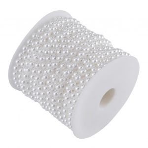 &Eacute;l&eacute;gant Coton Ligne de Perles Garland Pour D&eacute;cor de Mariage 25M Rouleau Double Ligne Imitation Demi Perle Ronde de la Cha&icirc;ne de Blanc Pur - Neuf
