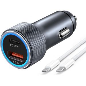 Chargeur Voiture Allume Cigare Usb, 36W Rapide Chargeur Voiture Usb C S&eacute;curis&eacute;s + 60W C-C C&acirc;ble, Prise Allume Cigare 12V Acev Iphone 16/15/14/13 Pro Max, Galaxy S25/S24 Ipad Airpods Tablette - Neuf