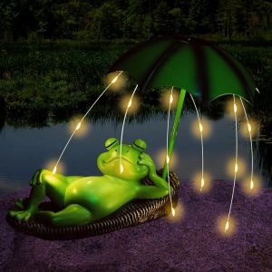 Nouvelhorizonstore-Statue De Jardin Solaire En Forme De Grenouille - Guirlande Lumineuse Solaire &iquest;&iquest; Led, Grenouille Parapluie Avec Lumi&iquest;&iquest;Res, &iquest;&iquest;Tanche, D&iquest;&iquest;Coration Animali&iquest;&iquest;Re, Cadeau De Pendaison De Cr&iquest;&iquest;M - Neuf