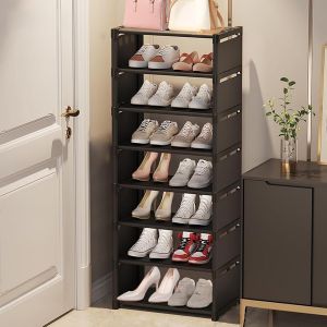 Kgabery-Étagère Chaussure À 8 Niveaux,Meuble A Chaussures Entree,Rangement Chaussure Peu Encombrant,Etagere Chambre Pour Entrée,Salon,Chambre,Noir,42x26x124 Cm - Neuf
