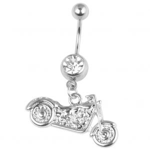 1 Piece De Piercing Corporel En Alliage D'acier Inoxydable, Pendentif Moto, Anneau De Nombril - Neuf