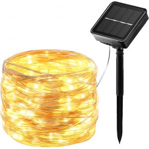 KAL-[Lot De 1] Guirlande Lumineuse Exterieur Solaire, 1×17M 150 Led Guirlande Solaire Exterieur Étanche 8 Modes, Solaire Guirlande Guinguette Exterieur Pour Jardin Terrasse Maison Maison Fête Noël Ma - Neuf