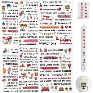 Chenquansarl-6 Pi&egrave;ces Tatouages &iquest;&iquest;De Bougies D'anniversaire, Autocollants De Bougies, Film De Tatouage De Bougies, Dictons De Bougies, Autocollants De Bougies, D&eacute;coration De Bougies Pour Dictons - Neuf