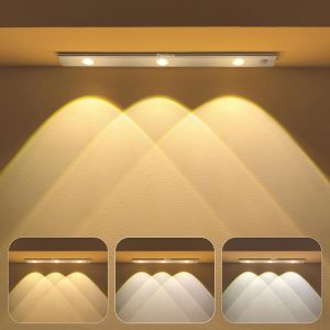 Meimie-Éclairage D'ambiance D'armoire À Détecteur De Mouvement, 40 Cm Sans Fil, Barre Lumineuse Led Rechargeable À Intensité Variable Avec 3 Couleurs De Lumière, Installation Magnétique Pour Armoire - Neuf