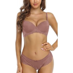 Kgabery-Ensembles De Lingerie Soutien-Gorge À Armatures Push Up Culotte En Dentelle 2 Pièces Pour Femme - Neuf