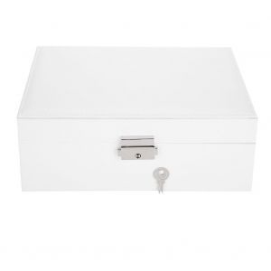 Boite de rangement pour bijoux en cuir de couleur unie, etui a bijoux de voyage portable, boite-cadeau blanche - Neuf