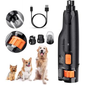 Lime &Agrave; Ongles Pour Chien R&eacute;glable 6 Vitesses Broyeur &Agrave; Ongles Pour Chien Avec Double Lumi&egrave;re Led, Broyeur &Agrave; Ongles Pour Animaux De Compagnie, Rechargeable Lime Ongles Chien Par Usb - Neuf
