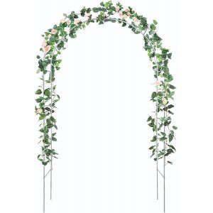 Mevronisshop-Atr Arche De Jardin En M&eacute;tal Solide Pour Plantes Grimpantes, Pergola, 2 Tailles Disponibles : 240 Cm Ou 196 Cm De Hauteur, Blanc, Semi-Circulaire - Neuf