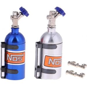 KAL-Lot De 2 Bouteilles D'Azote En Métal Avec Support Pour Voiture Crawler 1/10 Rc Trx4 D90 Axial Scx10 (Bleu Et Argent) - Neuf