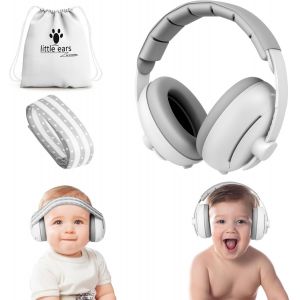 MDY-Casque Anti Bruit 2in1 pour Bébé, Protection Auditive Améliorant le Sommeil Pendant les Déplacements, Réglable et Confortable (Gris) - Neuf