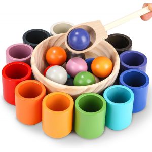 ChenQuanSarl-Jouet Montessori En Bois Pour Les Jouet Enfant 2 Ans Et Plus, Jeu Enfant 2 Ans Pr&eacute;scolaire De Tri Et D'Association Pour Apprendre &Agrave; Reconna&icirc;tre Les Couleurs Et &Agrave; Compter, Cadeau Pour Les - Neuf
