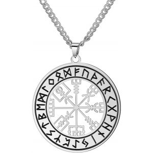 Kal-Collier Avec Pendentif Viking Nordique En Acier Inoxydable Avec Boussole Valknut Et Noeud Celtique - Neuf