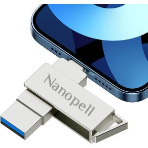 TRAHOO-Cle USB 128 Go, Mémoire Externe pour lphone pour i0S, Téléphone Mobile Android OTG, PC. Cle USB lphone Stockage Sauvegardez Plus de Photos et de Vidéos, Vous Devez Télécharger l'APP. - Neuf