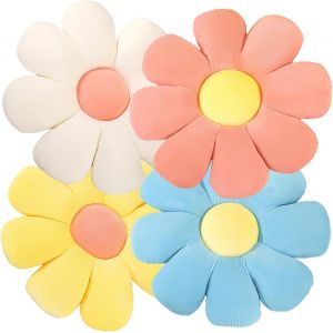 CAUC-Lot de 4 coussins de sol, coussin de sol, coussin de si&egrave;ge de fen&ecirc;tre marguerite, coussins de si&egrave;ge pour d&eacute;coration de chambre d'enfant, coussins pour voiture, maison, canap&eacute;, chaise - Neuf