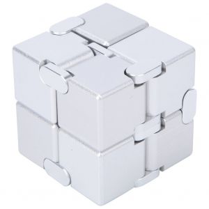 Cube magique de bureau en alliage d'aluminium, jouet anti-stress, infini, portable, argent - Neuf