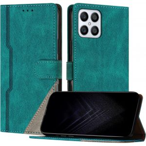 Kal-Étui Pour Huawei Honor X8 4g, Housse En Cuir Pu Avec [Protection Antichoc Tpu] [Fonction Support] [Porte-Cartes ] Antichoc Magnétique Coque Pour Honor X8 4g - Vert - Neuf