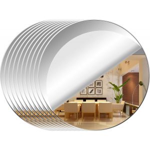 Kal-Lot De 10 Miroirs Muraux Ronds Autocollants En Acrylique 20 Cm Pour Murs De Maquillage, Sans Cadre, Décoration Pour Salle De Bain, Chambre À Coucher, Salon, Porte - Neuf
