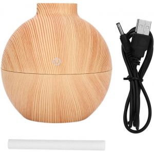 Humidificateur,130Ml Humidificateur D'Air À Lumière Led 7 Couleurs,Diffuseur D'Huile Essentielle,Mini Huile Essentielle D'Arôme Pour La Maison(Light Wood Grain) - Neuf