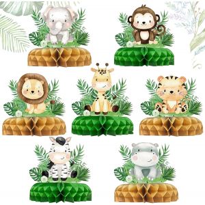 MEVRONISSHOP-Lot de 7 D&eacute;corations d'anniversaire d'animaux de la Jungle, Centre de Table Anniversaire, D&eacute;corations de F&ecirc;te sur Le Th&egrave;me de la Jungle, pour F&ecirc;te d'anniversaire d'enfant Gar&ccedil;ons et Fill - Neuf