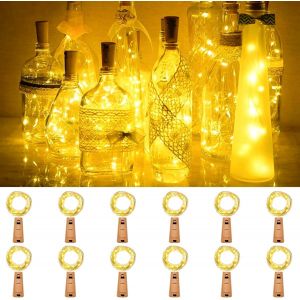 Bouchon Lumineux Pour Bouteille [12 Pièces],[2m/20 Led] Guirlande Lumineuse Étanche,Décoration Mariage Party Diy Noël Coucher Blanc Chaud - Neuf