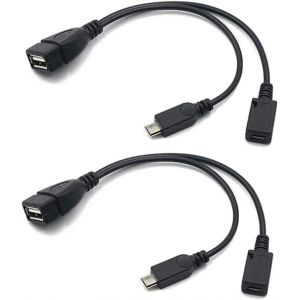 Adaptateur micro USB vers USB 2 en 1 AuviPal (câble OTG + câble d'alimentation) pour Fire Stick, Playstation Classic et plus encore - Lot de 2 - Neuf