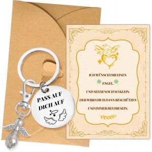 KAL-Porte-Clés Ange Gardien,Avec Carte Et Enveloppe,Pendentif Porte-Bonheur Ange Gardien,Cadeaux Ange Pour Anniversaire,Mariage,Noël,Baptême - Neuf