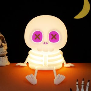 Veilleuse En Silicone Avec Contr&ocirc;le Tactile En Forme De T&ecirc;te De Mort, Rechargeable Par Usb Avec Minuterie Et R&eacute;glage De La Luminosit&eacute;, Cr&eacute;e Une Lueur Personnalisable Pour Salle De Jeux - Neuf