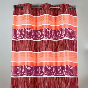 Rideau En Jacquard &Agrave; Rayures Horizontales Color&eacute;es - Neuf