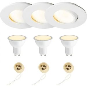 Spots Led Encastrables - Edo Solutions - Edo777860-5w3000k-801038-3pak - Lot De 3 - 5,5w 3000k - Ip44 Orientables - Neuf