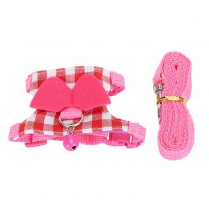 Hjlian Harnais De Marche D'exterieur Pour Petits Animaux, Gilet A Carreaux Roses, Ensemble Laisse, Sangle De Poitrine Pour Furet, Chinchilla, Ecureuil - Neuf
