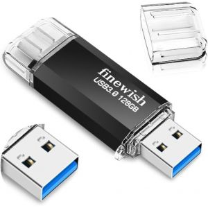 KALANKA-CLé USB 128 Go 3.0, 2 en 1 Type C 3.0 Pen Drive 128gb Imperméable Cle USB C 128 Go pour Smartphone MacBook Tablette Ordinateur avec Une Vitesse de Transfert de données allant jusqu'à 40 Mo/s - Neuf