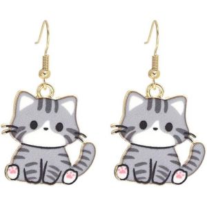 Kal-Boucles D'oreilles Pendantes Chat Adorables Femmes Amoureuses Animaux Félin Dessin Animé Bijoux Accessoires Remarquables Cadeaux Breloques - Neuf