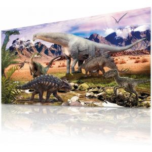 Few-Poster Enfant Dinosaure Dino Xxl Chambre D'enfant Dino World Art Mural Aventure Déco Pour Enfants 90 X 45 Cm (Paysage De Steppe À Dinosaures) - Neuf