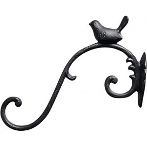 Nouvelhorizonstore-Mangeoire &Agrave; Oiseaux Crochet Mural Suspendu D&eacute;cor Ext&eacute;rieur Brancher Plante En Fonte Lanterne Cintre De Rangement Panier De Fleurs Support Crochet Planteur Mural Cintre L'oiseau - Neuf