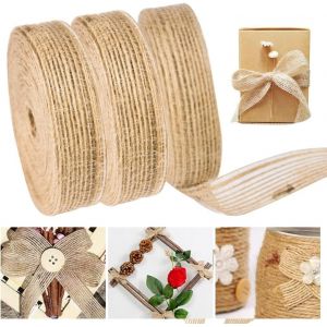 3 Rouleaux De Ruban Adhésif, Toile De Jute, 10 X 2 Cm De Ruban De Jute Vintage Ruban De Toile De Jute, Naturel De Noël, Décoration De Mariage, Emballages-Cadeaux, De L'artisanat - Neuf