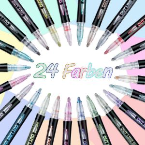 Feutres Paillettes,24 Stylo Paillette Marqueur Magique,Cadeau Fille 4-13 Ans,Cadeau Fille 10 Ans,Idee Cadeau Ado Fille,Pour Dessin,Scrapbooking,Carte Cadeau,Loisirs Créatifs Fille - Neuf