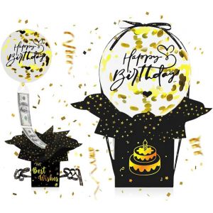 44 Pcs Boite Surprise Anniversaire Avec Ballon,Surprise Gift Box Ballon Surprise Anniversaire,Boite Cadeau Pour Argent,Tirelire Argent Anniversaires,Coffret Cadeau Esp&egrave;ces,Emballage Cadeau - Neuf