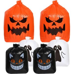 Teppd-6pcs Sacs À Feuilles D'halloween, Sac Citrouille Halloween Sac Poubelle Halloween De Fantômes Chat Noir Sac À Feuilles De Jardin Décoration Halloween Pour Extérieur Jardin Pelouse Cour - Neuf