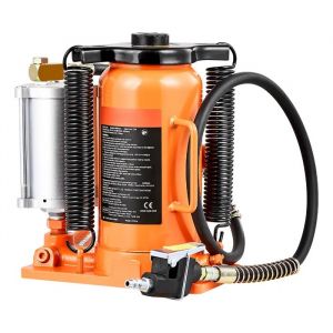 Cric Hydraulique et Pneumatique 20 T-Duoku-Outil de Levage pour V&eacute;hicules avec Plage de 26 &agrave; 49,5 cm-Equip&eacute; d'Une Pompe-Orange - Neuf