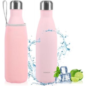 Jgd-Gourde Isotherme 500ml, Gourde Isotherme R&eacute;utilisable En Acier Inox,Gourde Isotherme &Eacute;tanche Sans Bpa, Double Paroi Isol&eacute;e Sous Vide, Maintien Chaud De 12 Heures & Du Froid Jusqu&iquest;&Agrave; 24 Heures (Ros - Neuf