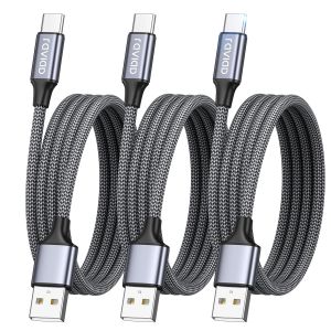 JGD-Cable USB C Charge Rapide 3.1A, [Lot de 3, 3M] C&acirc;ble USB vers USB C Nylon Cable Chargeur Type C pour iPhone 17 16 15, Samsung Galaxy S25 S24 S23 S22 S21, Huawei P40 P30, Redmi Note - Neuf