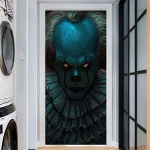 Halloween Scary Clown 3D Porte des Autocollants, 76 x 200 cm, Réaliste Scary Clown Porte Autocollant pour Halloween Décoration Amovible, la Maison Partie des Autocollants,des - Neuf